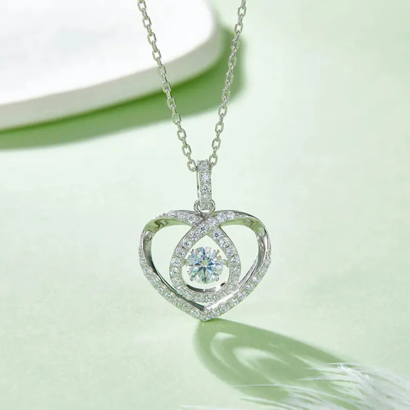Moissanite 925 Sterling Silver Heart Shape Necklace sold by Gigi Laurent
