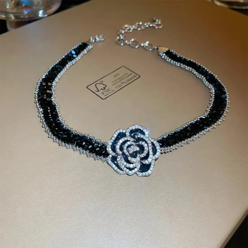Alloy Crystal Rose Necklace sold by Gigi Laurent