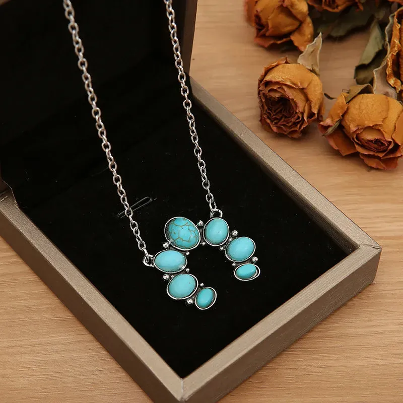 Artificial Turquoise Alloy Pendant Necklace sold by Gigi Laurent product image thumbnail 3