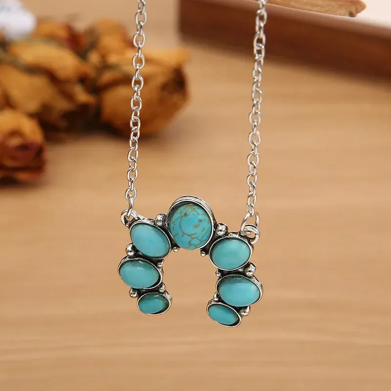 Artificial Turquoise Alloy Pendant Necklace sold by Gigi Laurent product image thumbnail 4