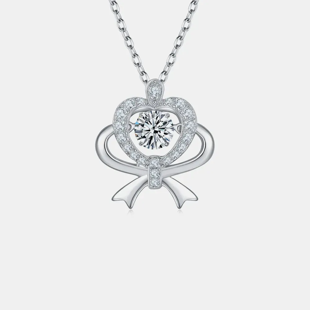 Moissanite 925 Sterling Silver Bow & Heart Necklace sold by Gigi Laurent product image thumbnail 4