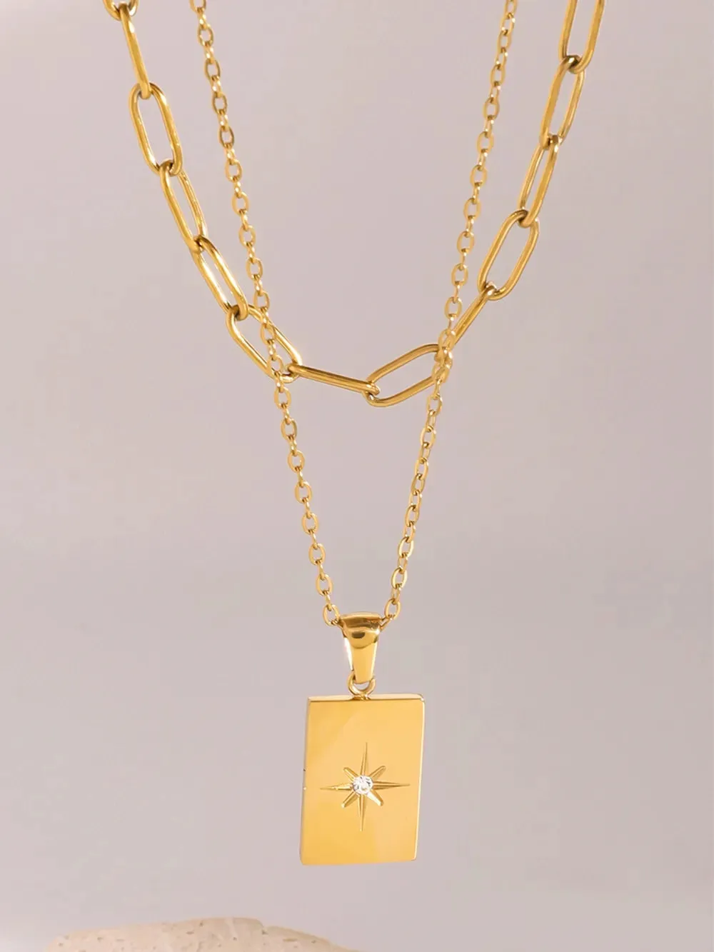 18K Gold-Plated Stainless Steel Double-Layered Necklace sold by Gigi Laurent