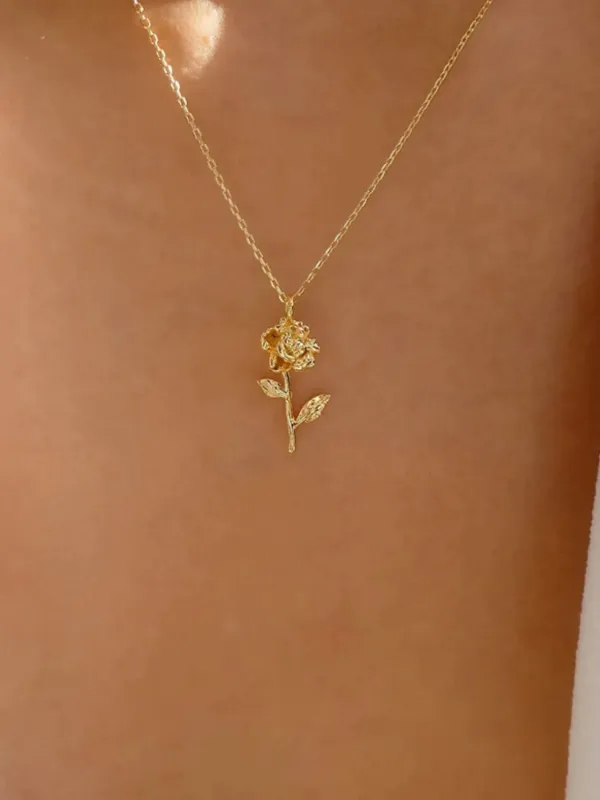 Alloy Rose Pendant Necklace sold by Gigi Laurent