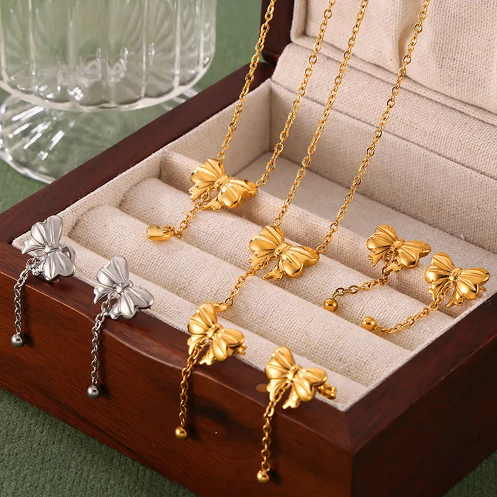 Titanium Steel Gold-Plated Bow Pendant Necklace sold by Gigi Laurent product image thumbnail 3