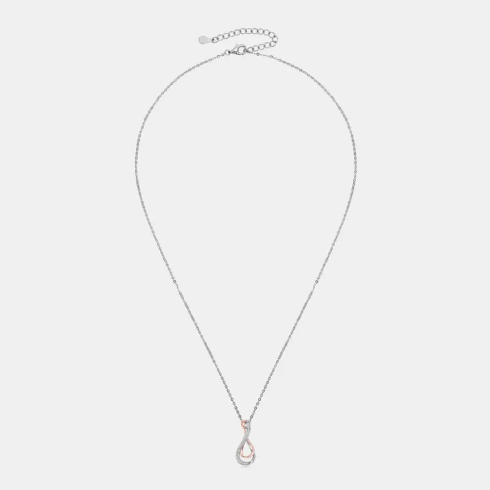 925 Sterling Silver Inlaid Moissanite Infinity Pendant Necklace sold by Gigi Laurent product image thumbnail 5