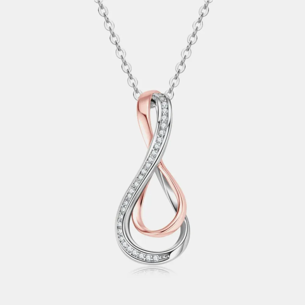925 Sterling Silver Inlaid Moissanite Infinity Pendant Necklace sold by Gigi Laurent product image thumbnail 4