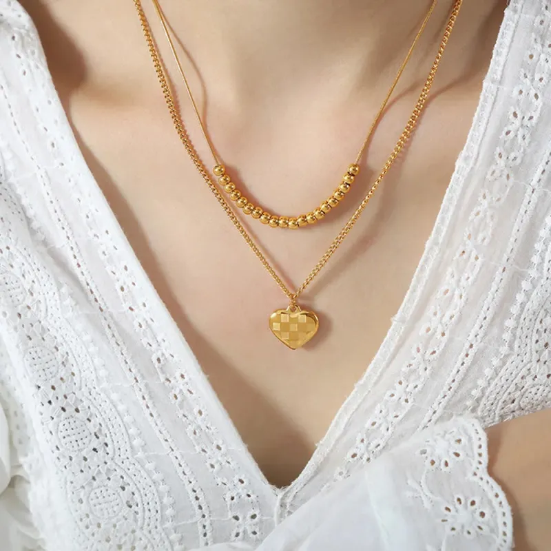 Heart Pendant Double-Lrayed Necklace sold by Gigi Laurent