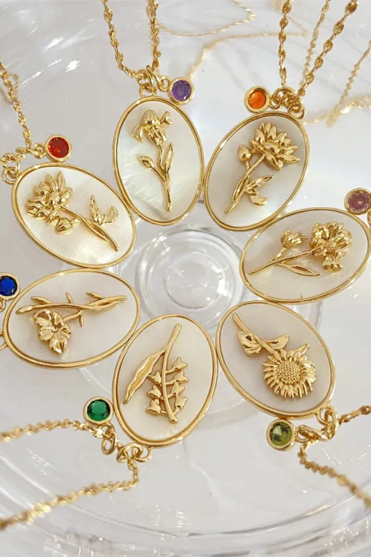 Flower Shell Pendant Copper Necklace sold by Gigi Laurent