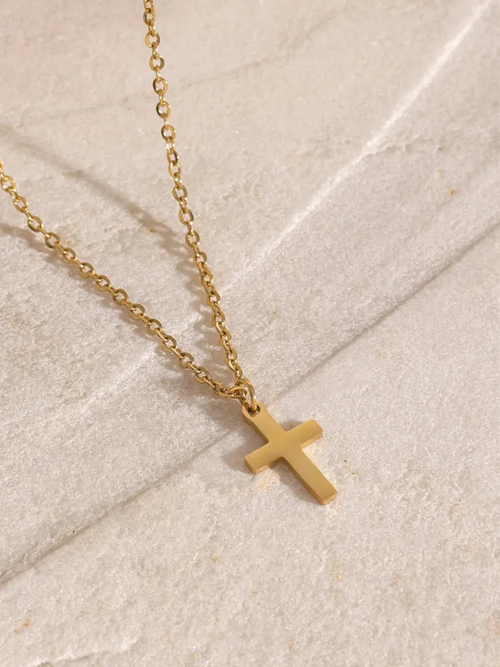 18K Gold-Plated Three-Layered Cross Necklace sold by Gigi Laurent product image thumbnail 4