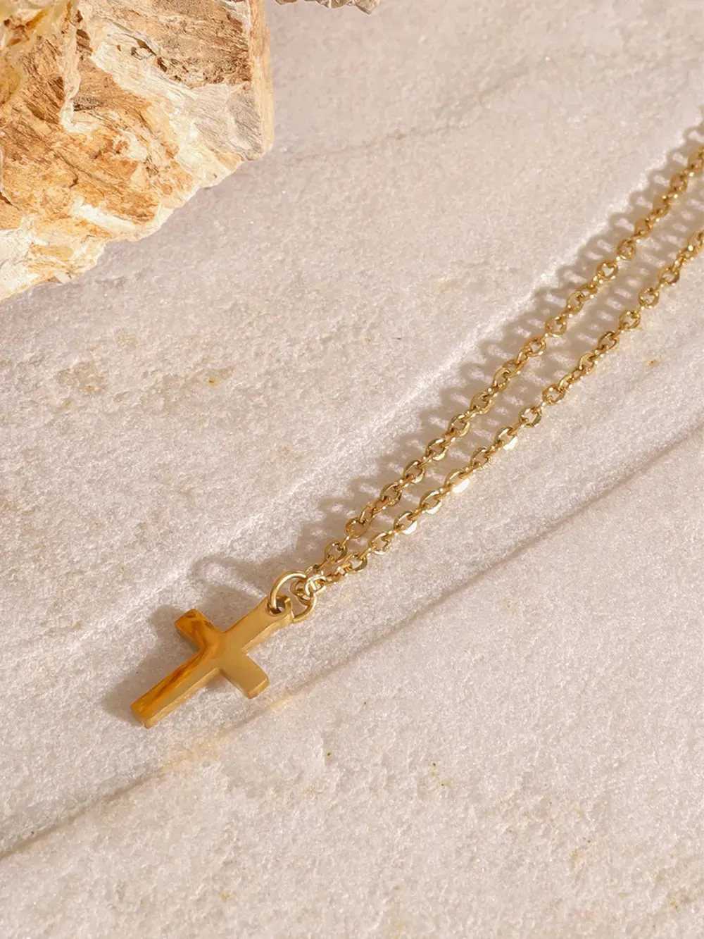 18K Gold-Plated Three-Layered Cross Necklace sold by Gigi Laurent product image thumbnail 5
