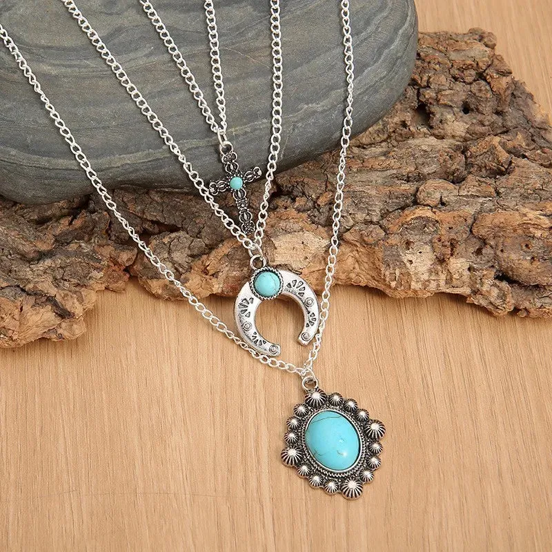 Artificial Turquoise Alloy Three-Layered Necklace sold by Gigi Laurent