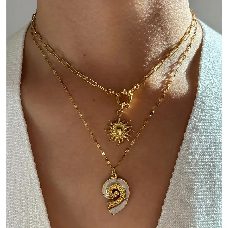 2-Piece 18K Gold-Plated Sun & Wave Pendant Necklace sold by Gigi Laurent