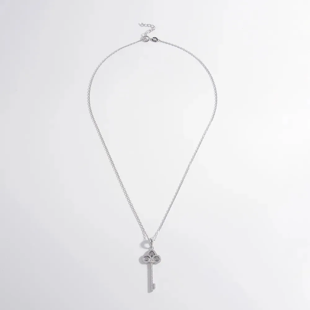 925 Sterling Silver Inlaid Zircon Key Shape Necklace sold by Gigi Laurent product image thumbnail 3