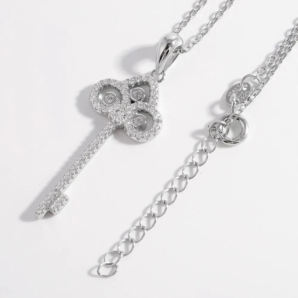925 Sterling Silver Inlaid Zircon Key Shape Necklace sold by Gigi Laurent product image thumbnail 2