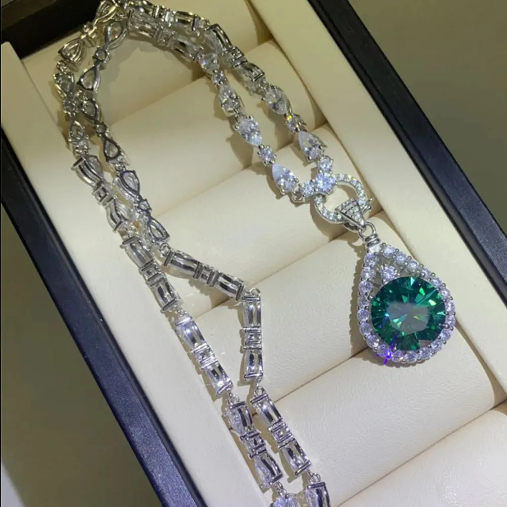 10 Carat Moissanite 925 Sterling Silver Teardrop Shape Necklace sold by Gigi Laurent product image thumbnail 4