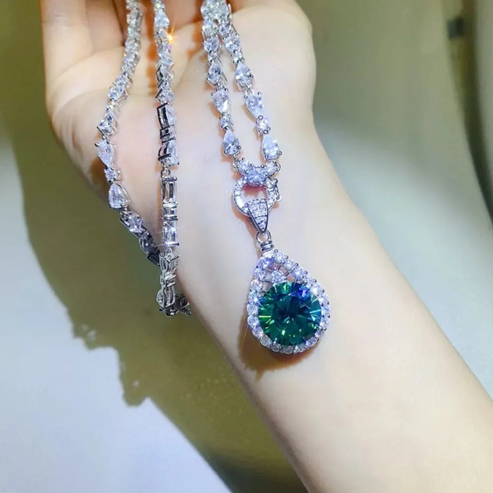 10 Carat Moissanite 925 Sterling Silver Teardrop Shape Necklace sold by Gigi Laurent product image thumbnail 3