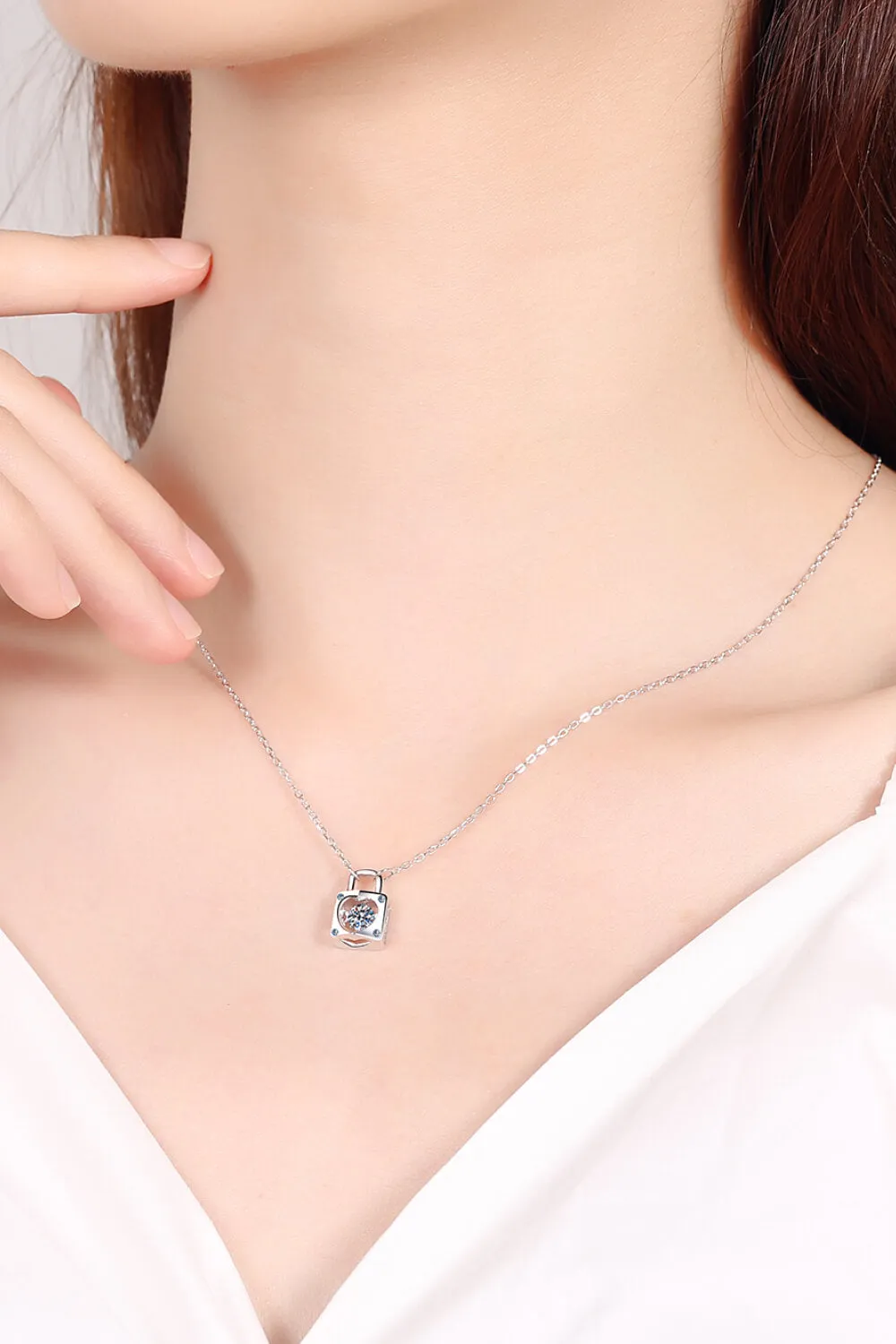 Adored Moissanite Lock Pendant Necklace sold by Gigi Laurent product image thumbnail 5