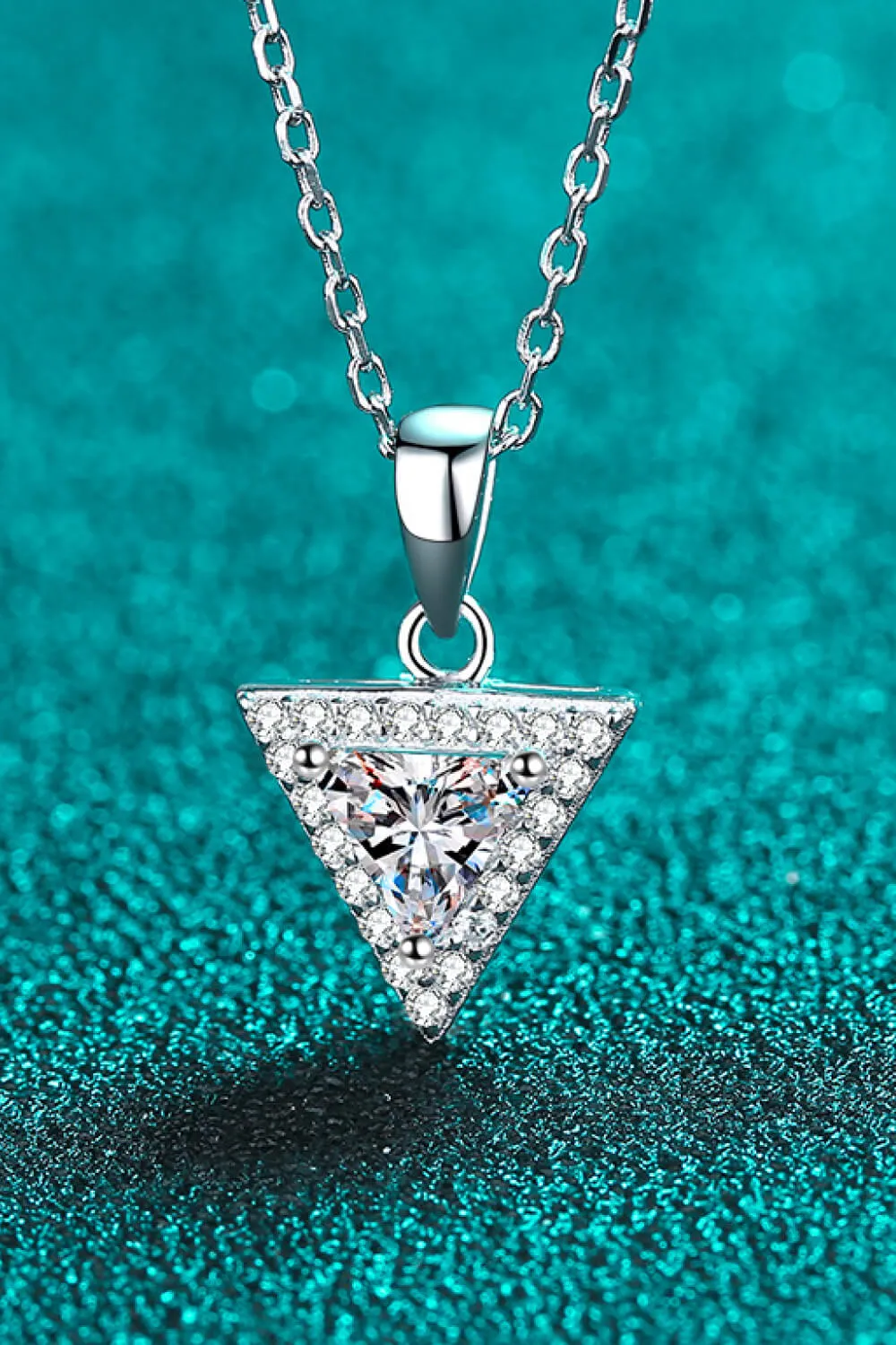 925 Sterling Silver Triangle Moissanite Pendant Necklace sold by Gigi Laurent