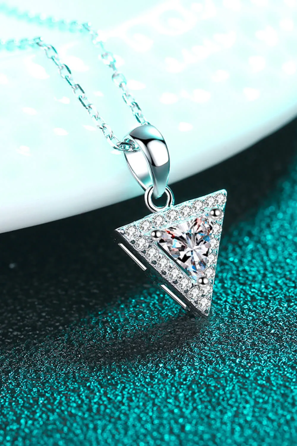 925 Sterling Silver Triangle Moissanite Pendant Necklace sold by Gigi Laurent product image thumbnail 5