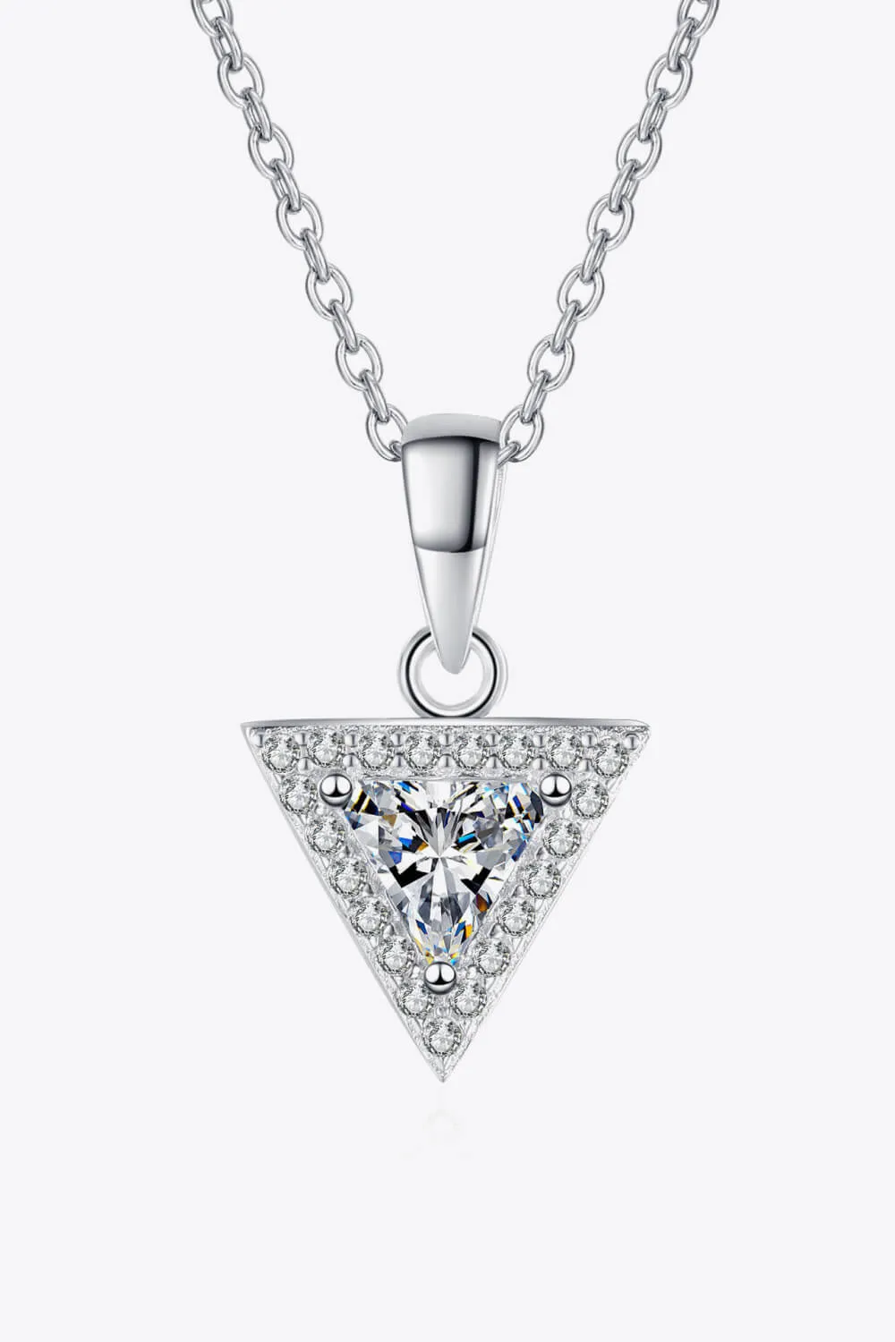 925 Sterling Silver Triangle Moissanite Pendant Necklace sold by Gigi Laurent product image thumbnail 3