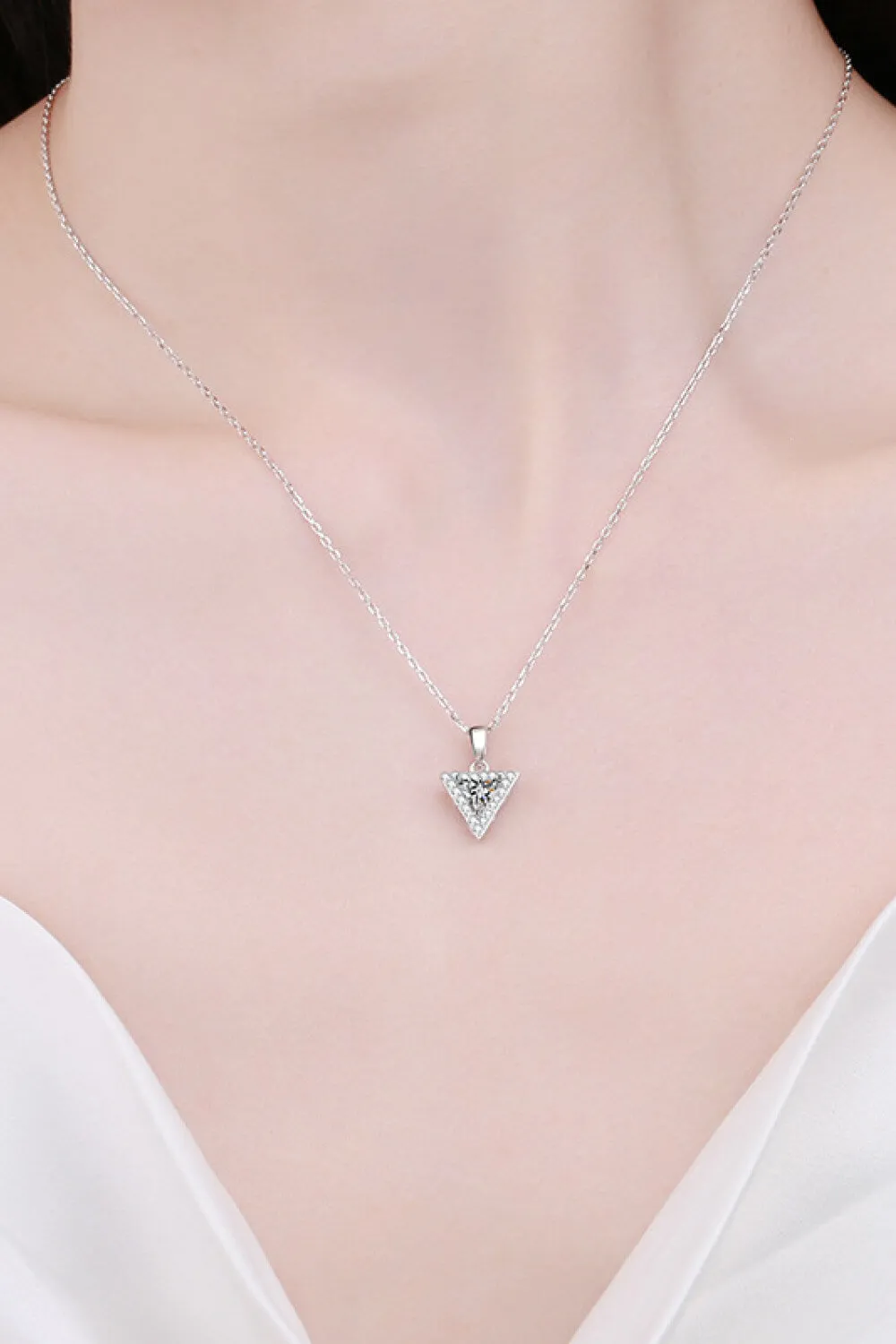 925 Sterling Silver Triangle Moissanite Pendant Necklace sold by Gigi Laurent product image thumbnail 2