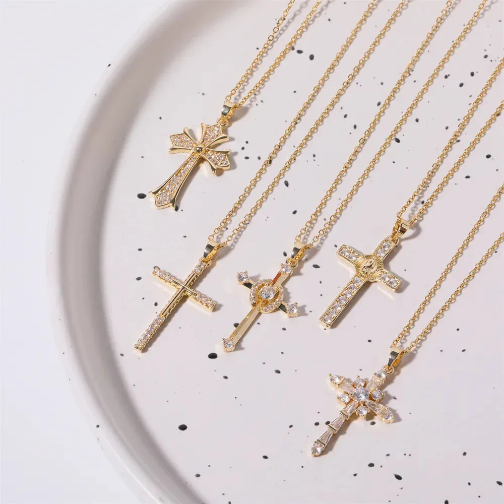 Stainless Steel Inlaid Zircon Cross Necklace sold by Gigi Laurent product image thumbnail 5