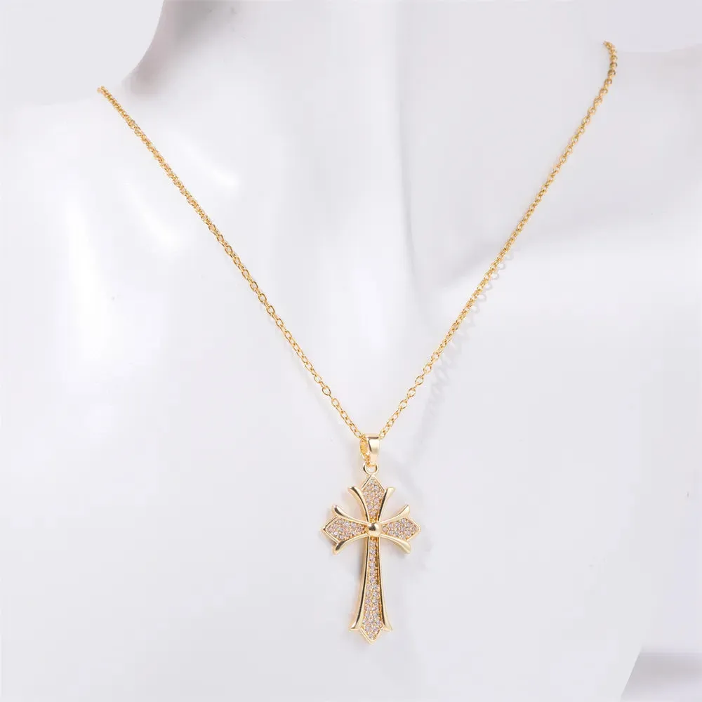 Stainless Steel Inlaid Zircon Cross Necklace sold by Gigi Laurent product image thumbnail 2
