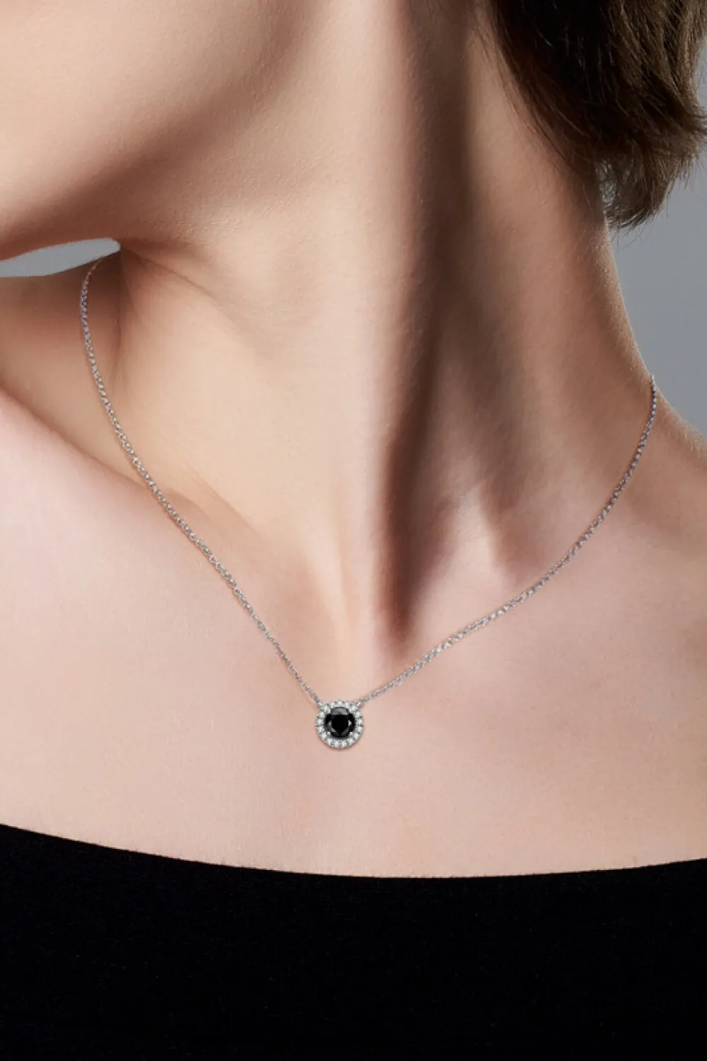 Two-Tone 1 Carat Moissanite Round Pendant Necklace sold by Gigi Laurent product image thumbnail 2