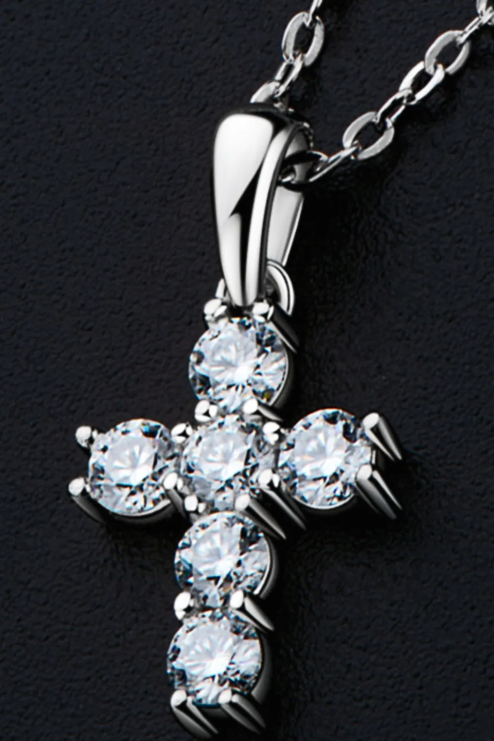 925 Sterling Silver Cross Moissanite Pendant Necklace sold by Gigi Laurent product image thumbnail 3