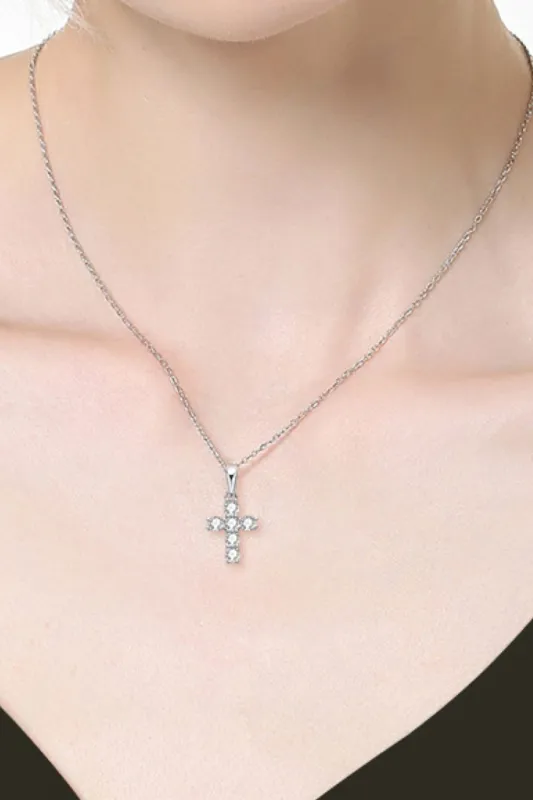 925 Sterling Silver Cross Moissanite Pendant Necklace sold by Gigi Laurent
