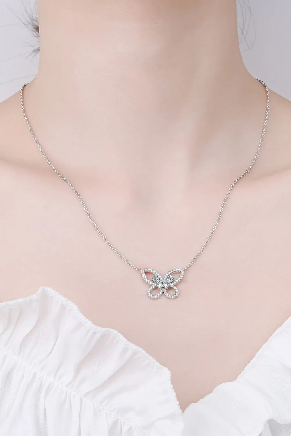 Moissanite Butterfly Pendant Necklace sold by Gigi Laurent product image thumbnail 5
