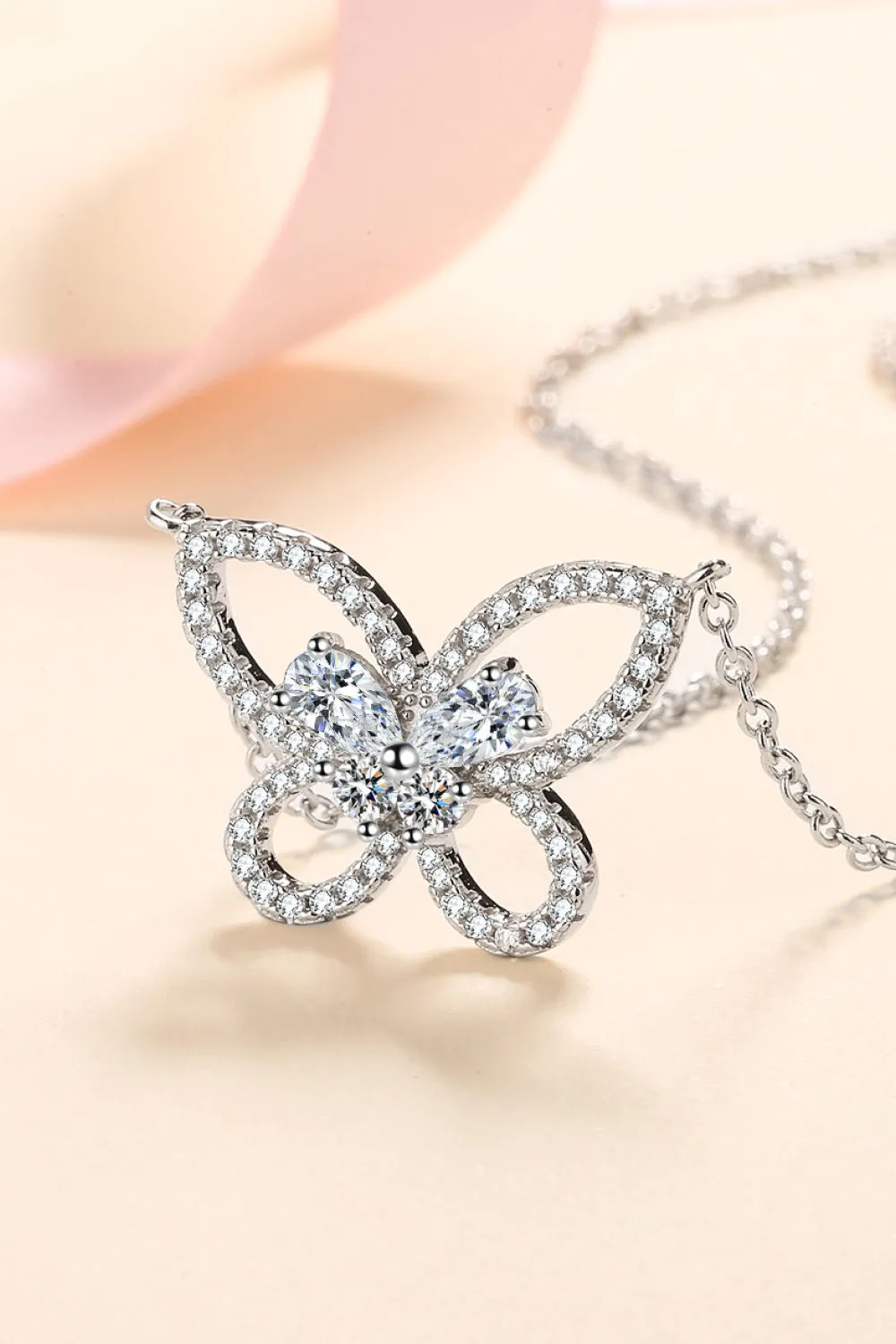 Moissanite Butterfly Pendant Necklace sold by Gigi Laurent product image thumbnail 3