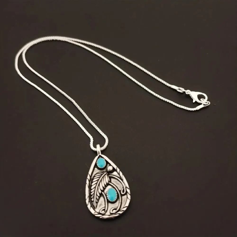 Alloy Artificial Turquoise Teardrop Pendant Necklace sold by Gigi Laurent product image thumbnail 5
