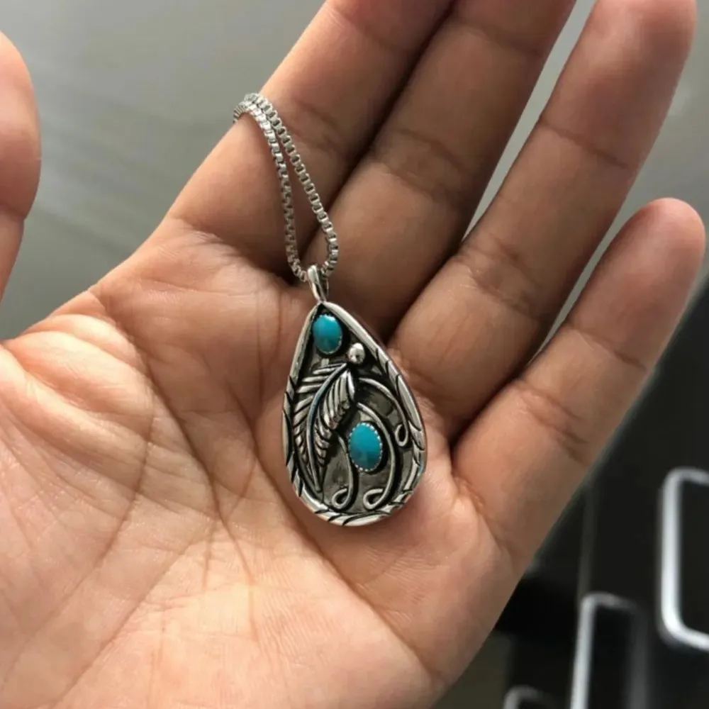 Alloy Artificial Turquoise Teardrop Pendant Necklace sold by Gigi Laurent product image thumbnail 3