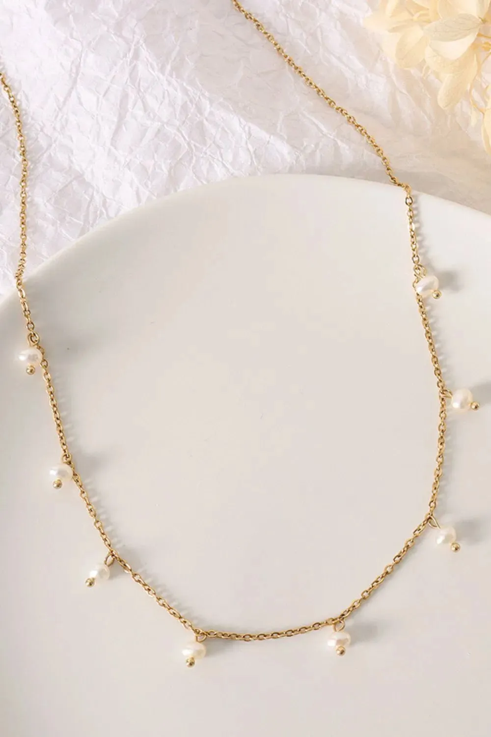 18K Gold-Plated Titanium Steel Pearl Necklace sold by Gigi Laurent product image thumbnail 4
