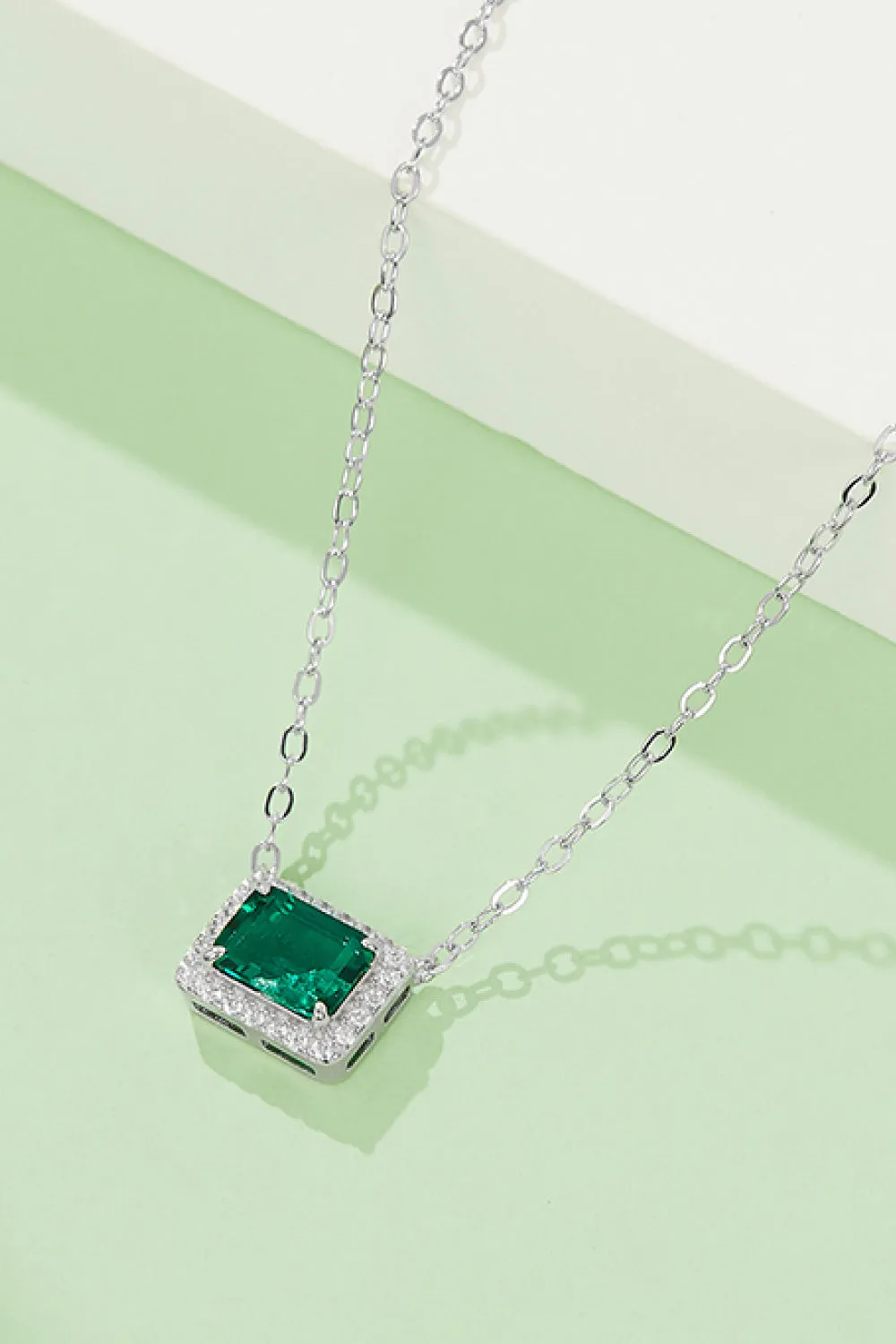 Lab-Grown Emerald Rectangle Pendant Necklace sold by Gigi Laurent product image thumbnail 3