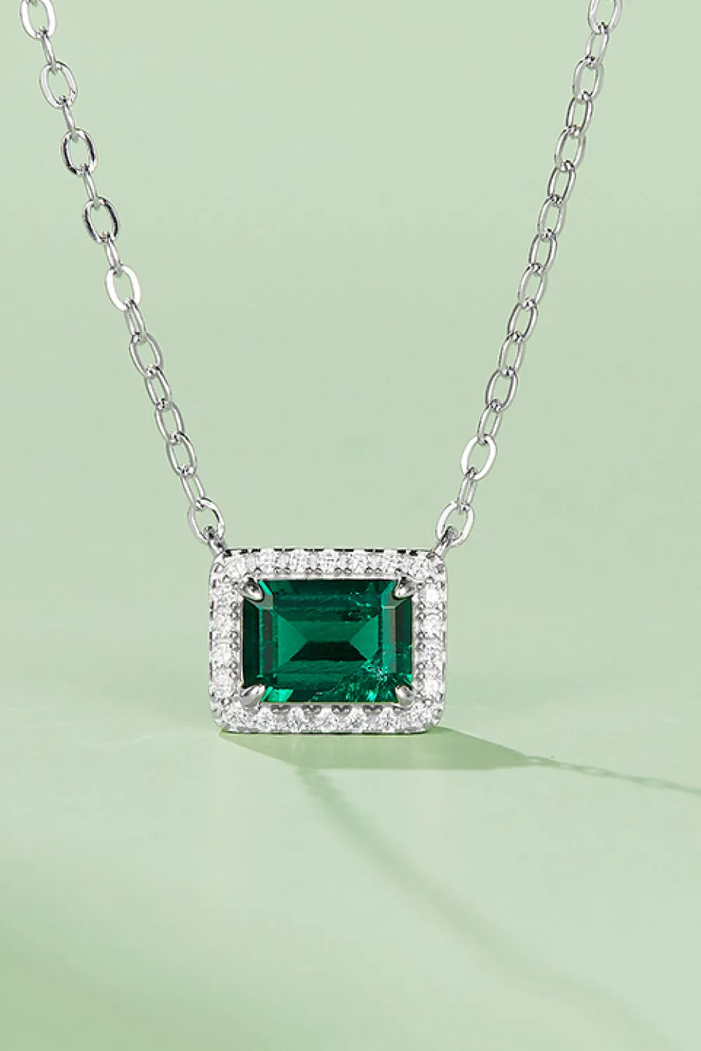 Lab-Grown Emerald Rectangle Pendant Necklace sold by Gigi Laurent product image thumbnail 2