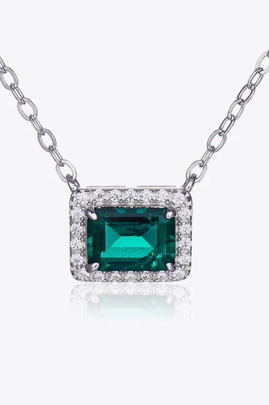 Lab-Grown Emerald Rectangle Pendant Necklace sold by Gigi Laurent