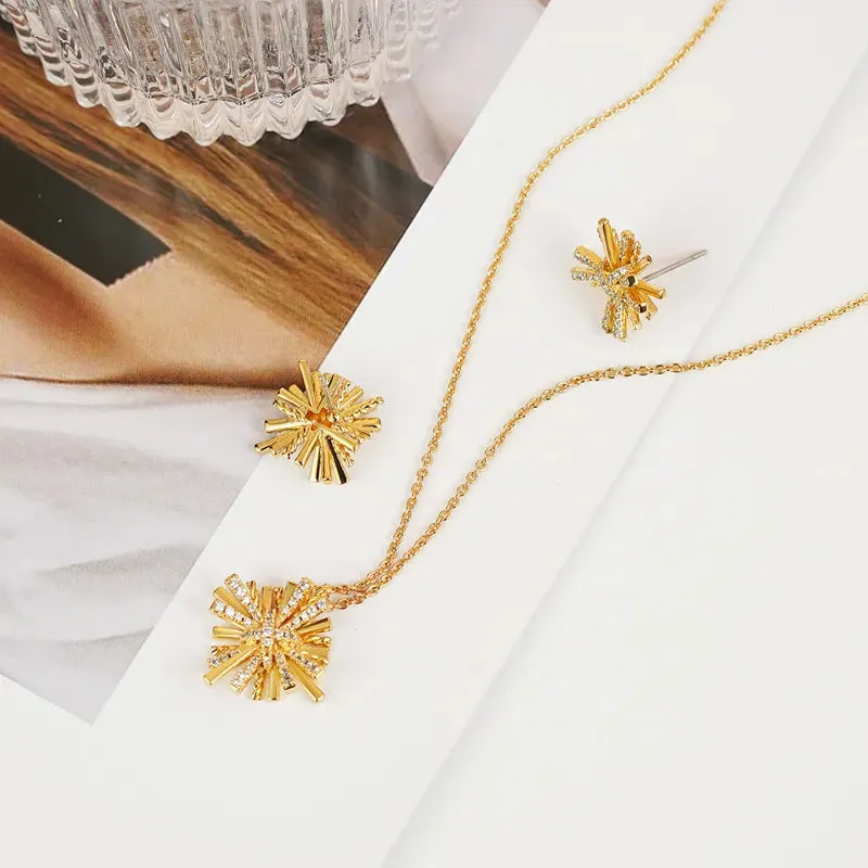 Starburst Gold-Plated Earrings and Necklace Set sold by Gigi Laurent product image thumbnail 2