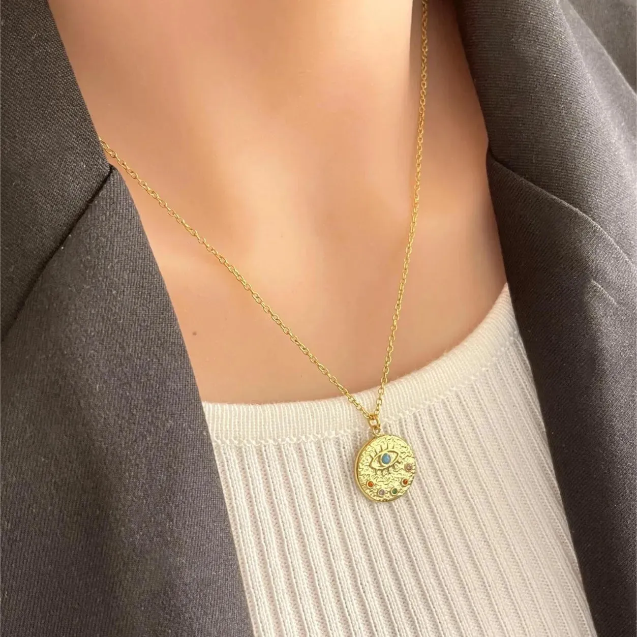 18K Gold-Plated Coin Pendant Necklace sold by Gigi Laurent