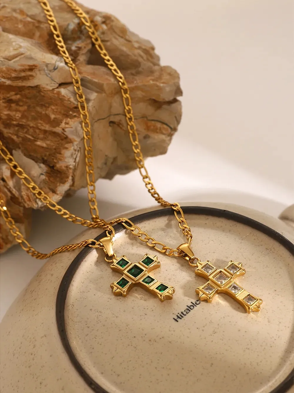 Stainless Steel Zircon Cross Pendant Necklace sold by Gigi Laurent product image thumbnail 2