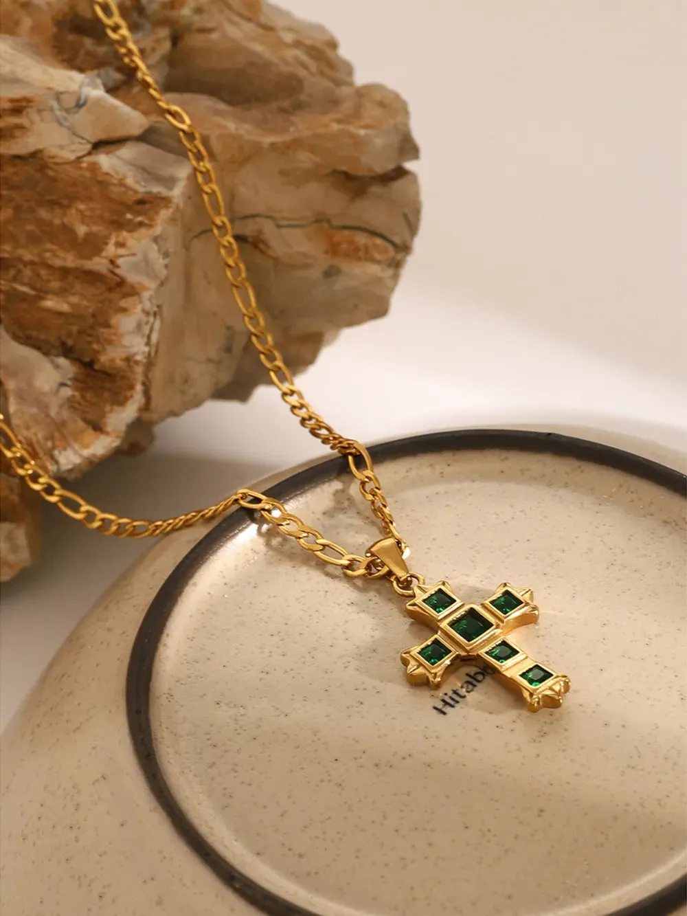 Stainless Steel Zircon Cross Pendant Necklace sold by Gigi Laurent product image thumbnail 5