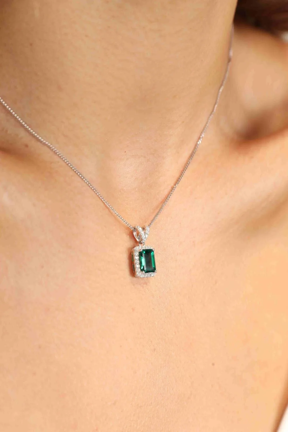 Adored 1.25 Carat Lab-Grown Emerald Pendant Necklace sold by Gigi Laurent