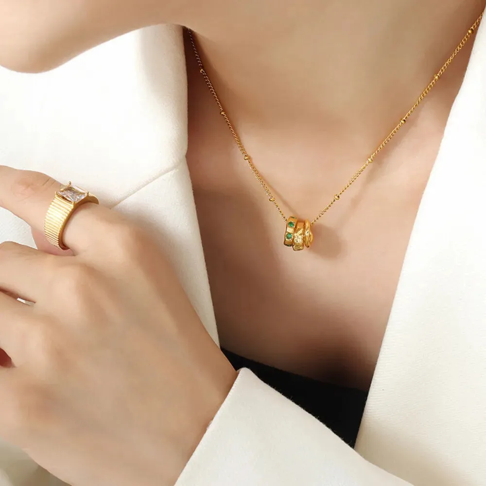 Titanium Steel Inlaid Zircon Pendant Necklace sold by Gigi Laurent product image thumbnail 4
