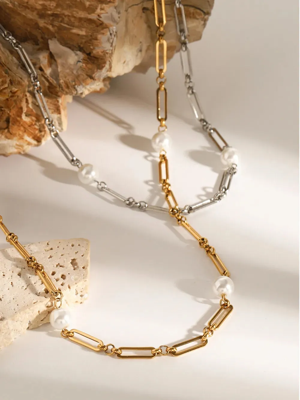 Stainless Steel Pearl Chain Necklace sold by Gigi Laurent product image thumbnail 2