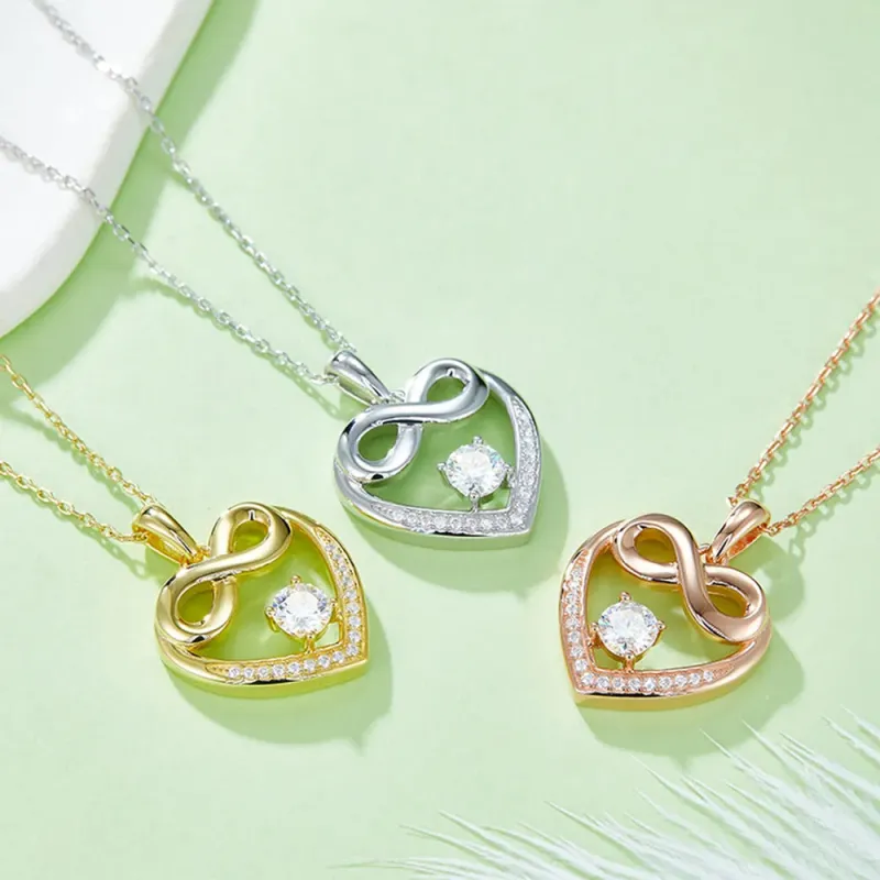 Moissanite 925 Sterling Silver Heart Necklace sold by Gigi Laurent