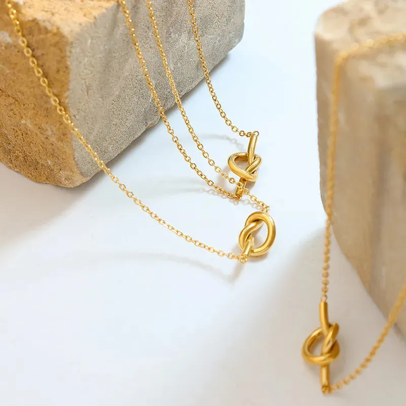 18K Gold-Plated Titanium Steel Knot Necklace sold by Gigi Laurent product image thumbnail 3