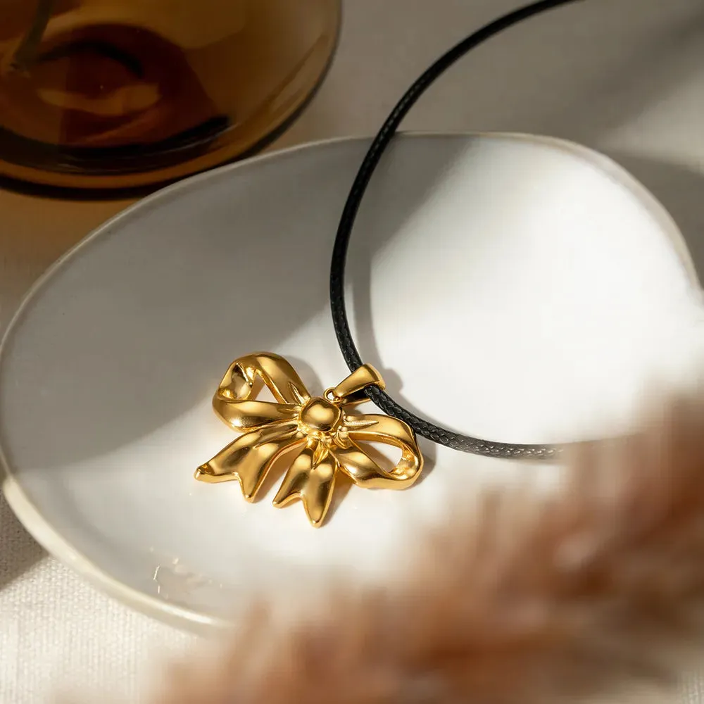 18K Gold-Plated Bow Pendant Necklace sold by Gigi Laurent product image thumbnail 4