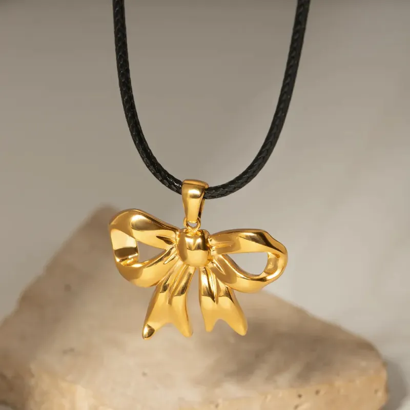 18K Gold-Plated Bow Pendant Necklace sold by Gigi Laurent