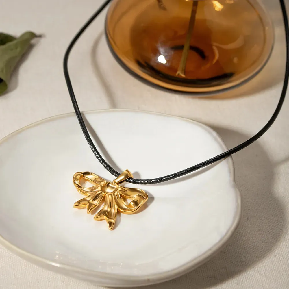 18K Gold-Plated Bow Pendant Necklace sold by Gigi Laurent product image thumbnail 3